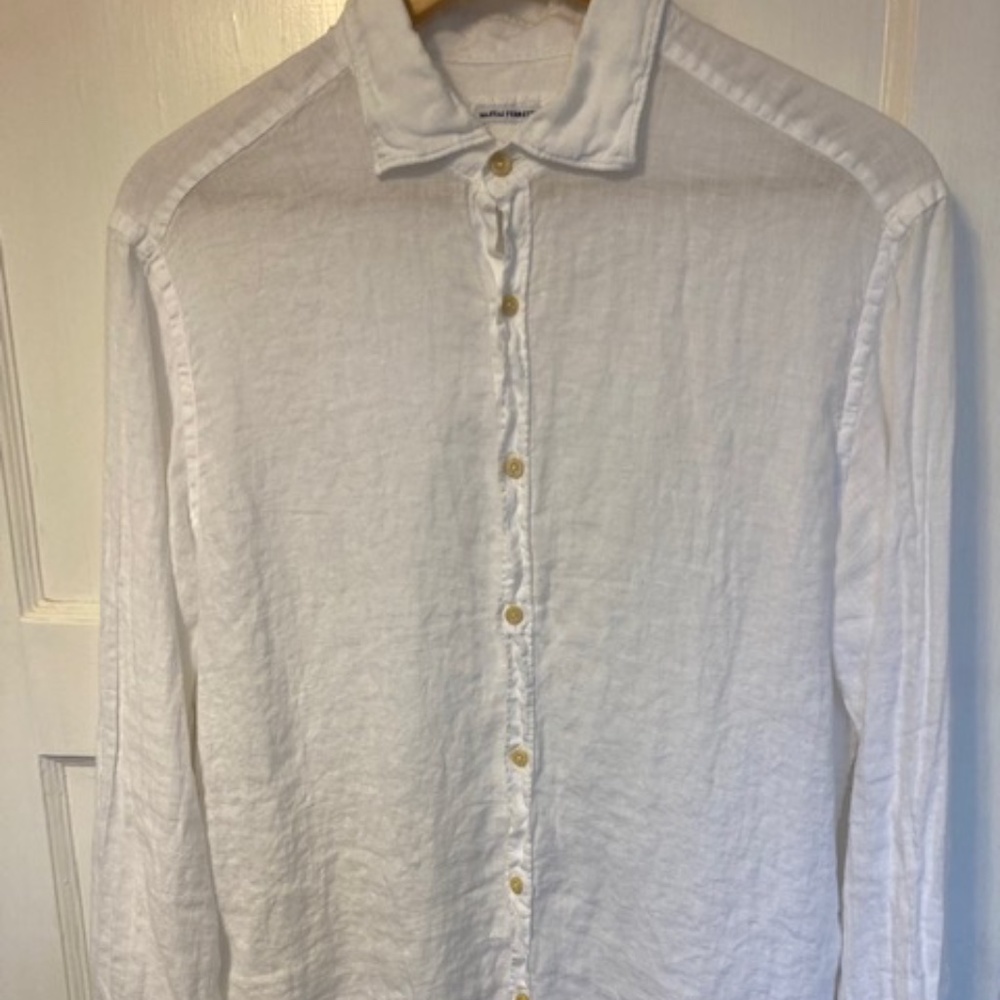 Mastai Ferretti Long Sleeve White Linen Shirt